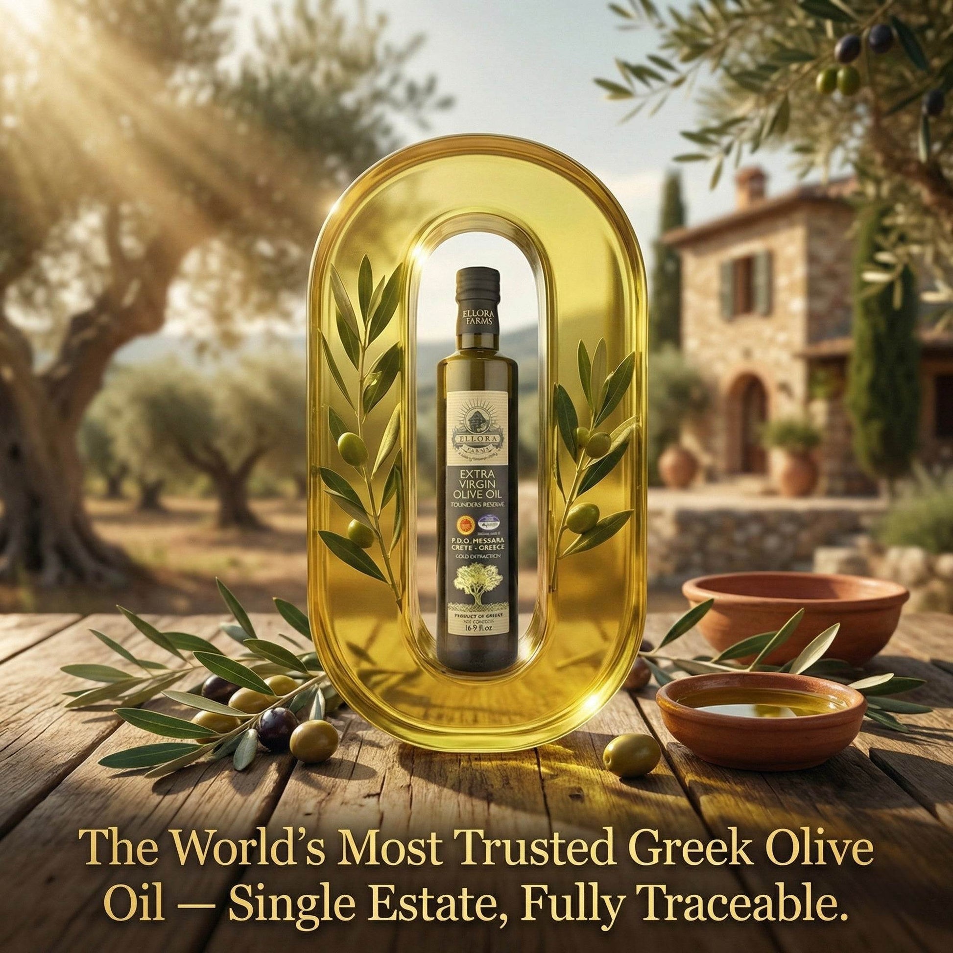Gold Medal Winner Extra Virgin Olive Oil, Certified PDO Messara Valley Greece, 17 Oz Bottle