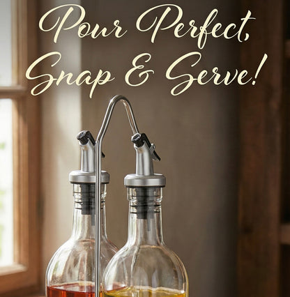 Venus Chef Cruet Glass Bottle Set, Oil & Vinegar Dispenser, 16 fl oz. X 2 Bottles