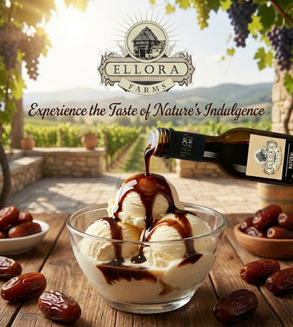 Dates Infused Aged Balsamic Vinegar, Award Winning, Thick & Creamy, 8.5 oz. - ELLORA FARMS