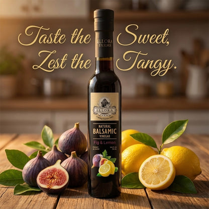 Lemon & Fig Infused Thick Balsamic Vinegar, Award-Winning, Greece, 8.5 oz.