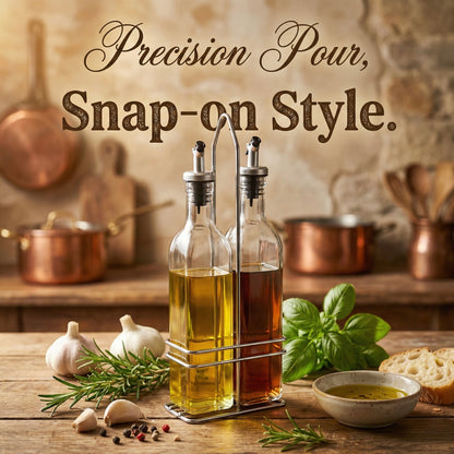 Venus Chef Cruet Glass Bottle Set, Oil & Vinegar Dispenser, 16 fl oz. X 2 Bottles