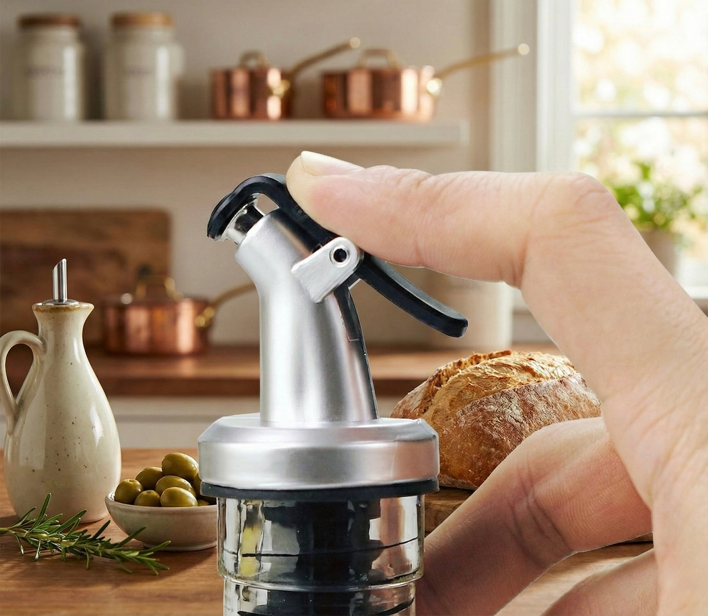 Venus Chef Cruet Glass Bottle Set, Oil & Vinegar Dispenser, 16 fl oz. X 2 Bottles