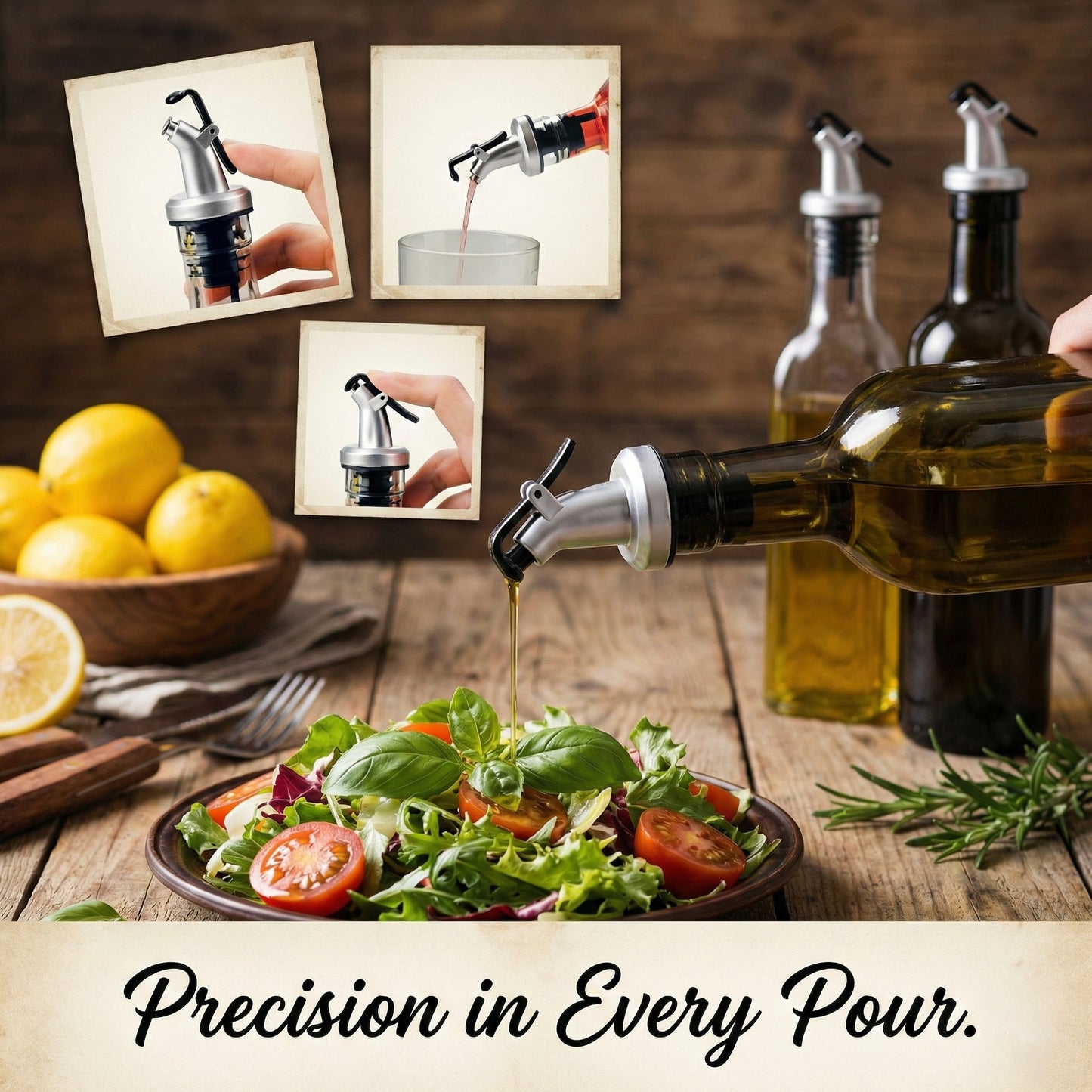 Venus Chef Cruet Glass Bottle Set, Oil & Vinegar Dispenser, 16 fl oz. X 2 Bottles