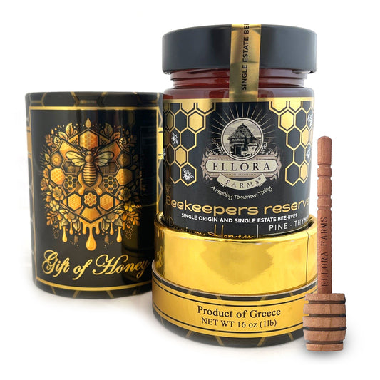 Single Estate PDO Greek Honey, Beekeepers Reserve, Pine & Thyme Honey, 450g TUBE Gift Set