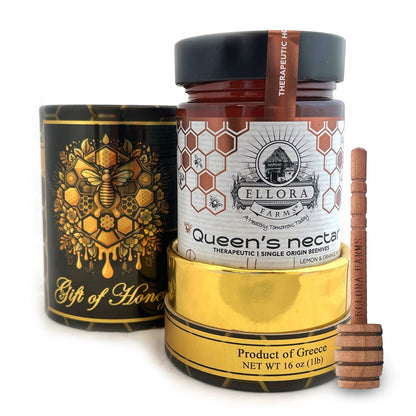 Greek Raw Honey, Queens Nectar, Lemon & Orange Blossom Honey, 450g Tube Gift Set