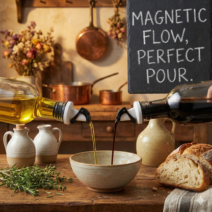 Apollo Chef Cruet Glass Bottle Set, Gravity Pourer, Oil & Vinegar Dispenser, 16 fl oz. X 2 Bottles