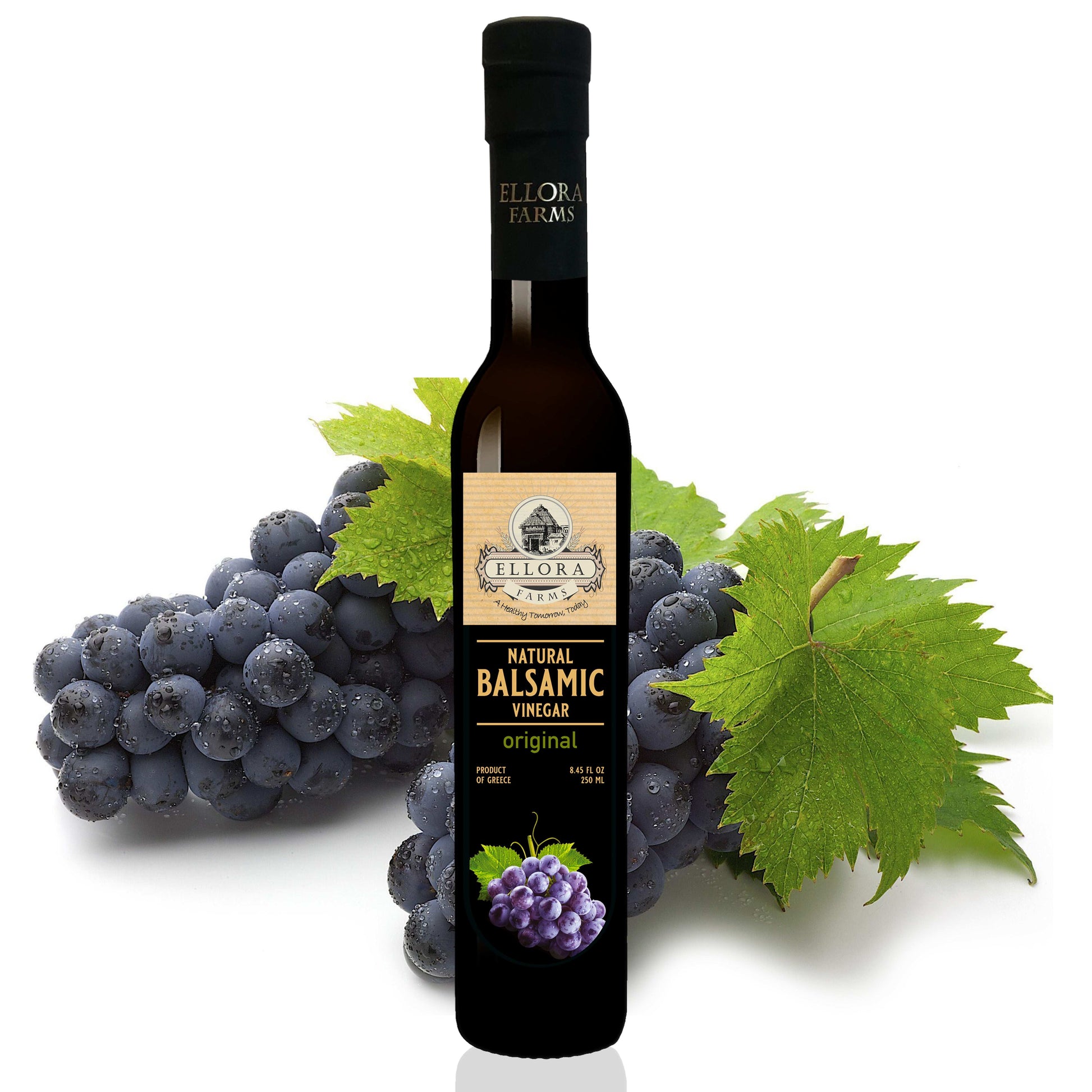Plain Balsamic Vinegar, Original & Natural, No Additives, 8.5 oz. Each - ELLORA FARMS