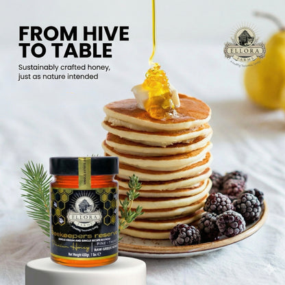 Ellora Farms, Single Estate PDO Greek Raw Honey, Pine & Thyme, Superfood, Includes Wooden Dippers, 1 lb Each, Twin Gift Pack