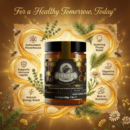 PDO Beekeepers Reserve & Queens Nectar Platinum Awarded, Raw Greek Honey, 1 lb. Each Combo Gift Pack