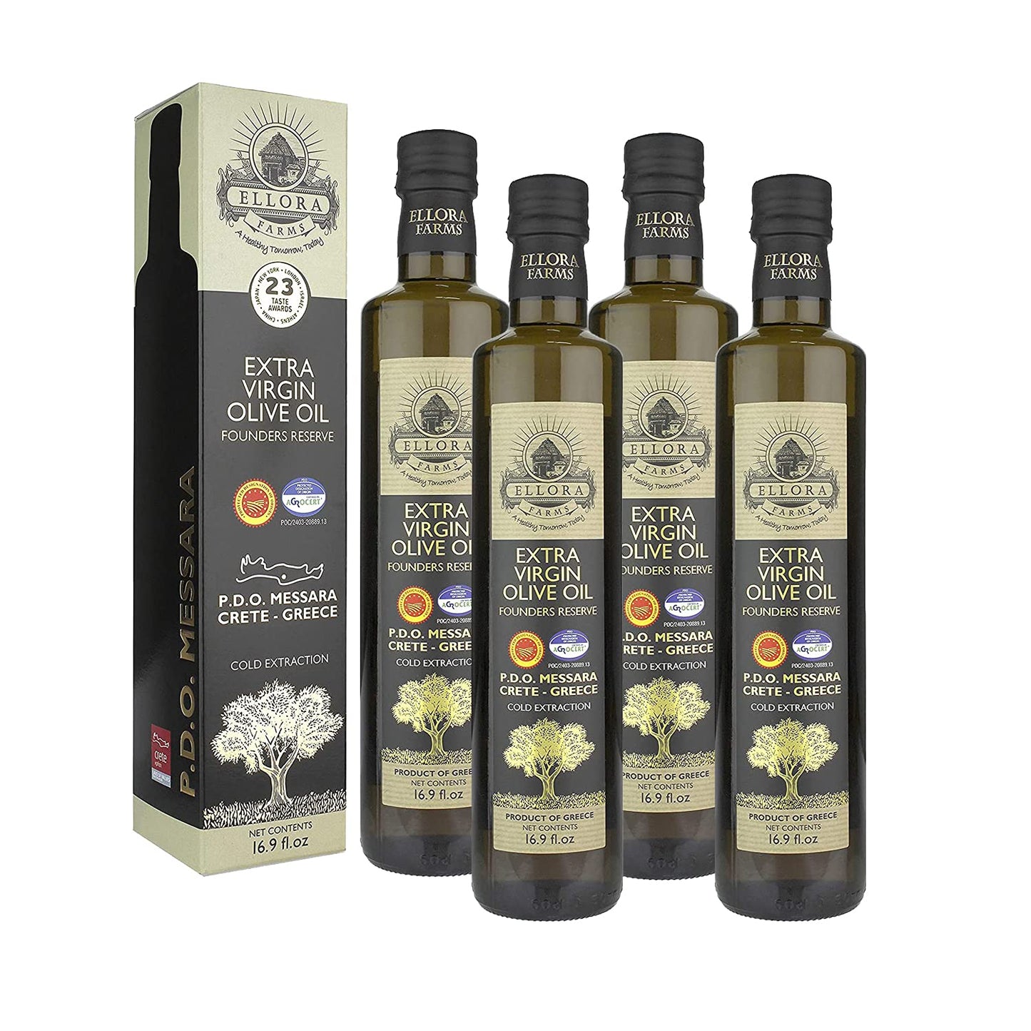 Gold Medal Winner Extra Virgin Olive Oil, Certified PDO Messara Valley Greece, 17 Oz Bottle