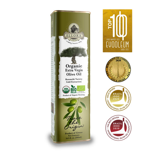 Certified USDA Organic Extra Virgin Olive Oil, Traceable & Single Origin, 16.9 Oz. Tin