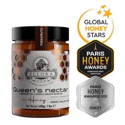 Greek Raw Honey, Queens Nectar, Lemon & Orange Blossom Therapeutic Honey, 450g