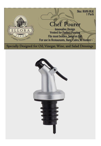 Venus Chef Pourer, Perfect for Oil, Vinegar or Wines, Snap on Spout, Silver