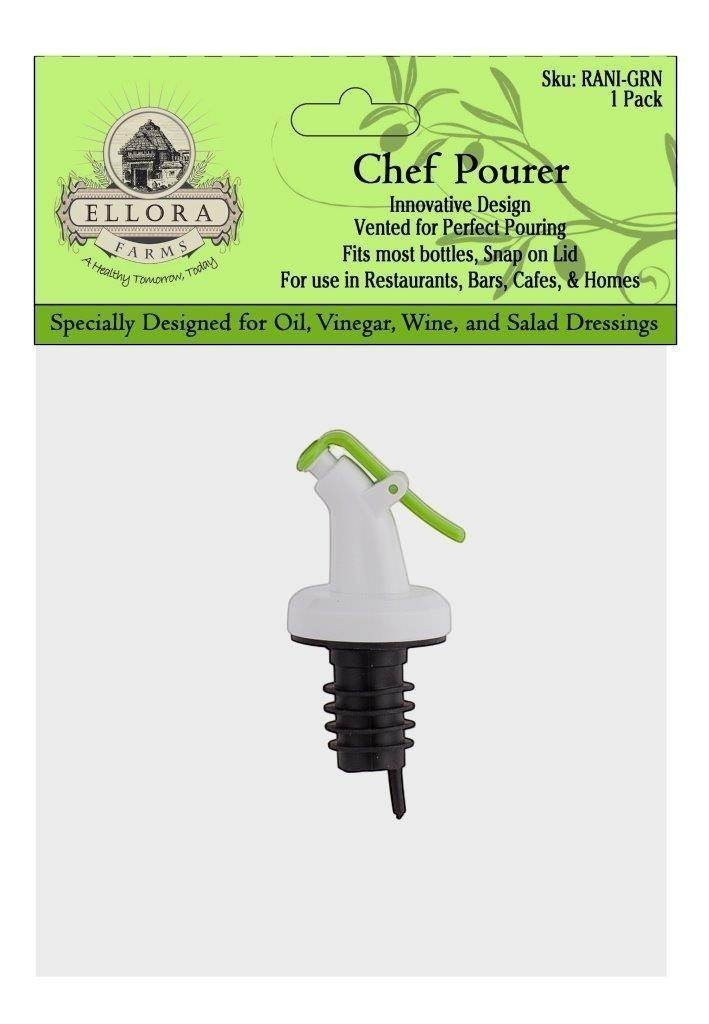 Rani Chef Pourer Green, Perfect for Oil, Vinegar or Wines, Snap On, Green - ELLORA FARMS