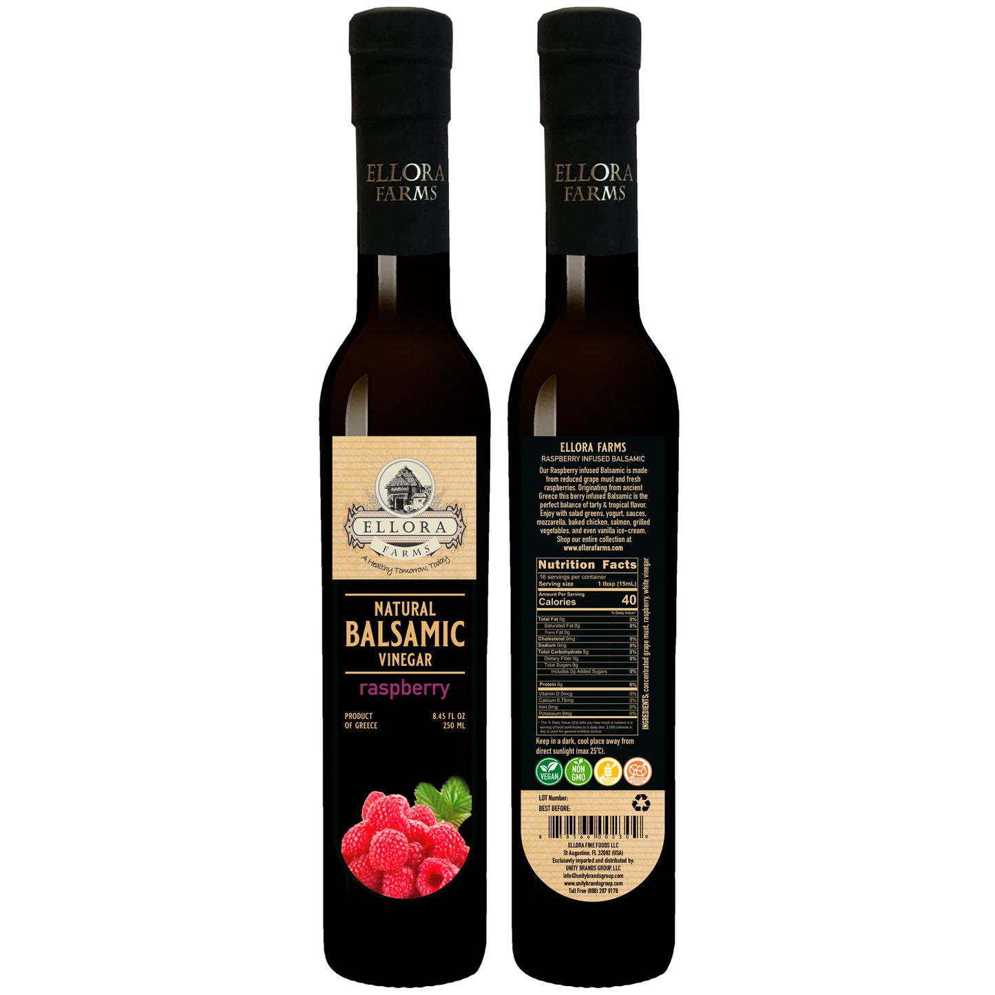 Raspberry Infused Balsamic White Vinegar, Thick & Smooth, Product Of Crete, Greece, 8.5 oz.